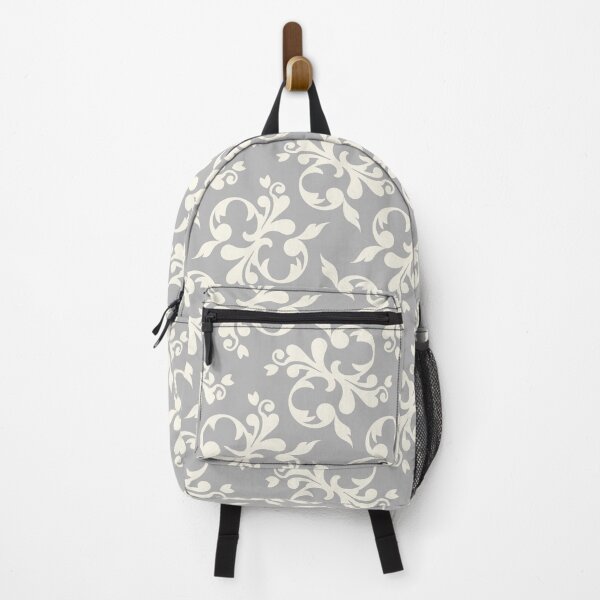 Item preview, white and silver grey fleur de Lise pattern designed and sold by Diane Hunter Art.