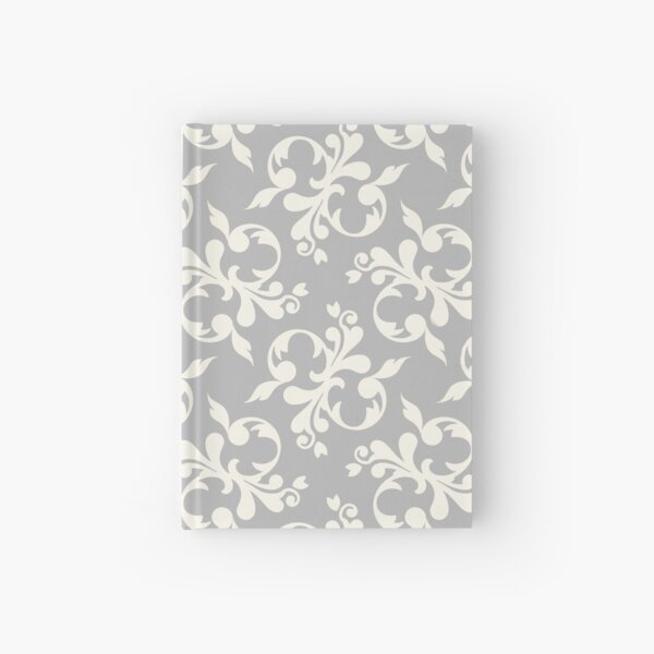 Item preview, white and silver grey fleur de Lise pattern designed and sold by Diane Hunter Art.