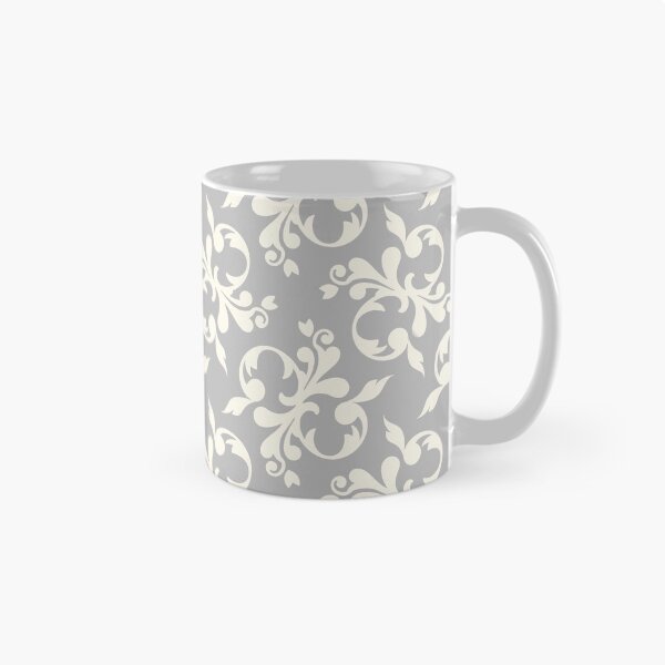Item preview, white and silver grey fleur de Lise pattern designed and sold by Diane Hunter Art.