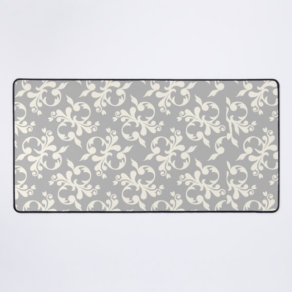 Item preview, white and silver grey fleur de Lise pattern designed and sold by Diane Hunter Art.
