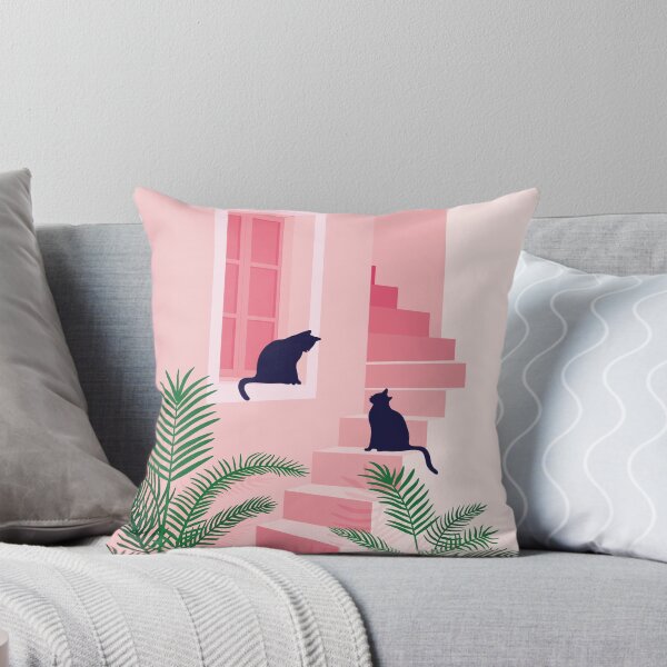 Item preview, Two Cats Meeting On Pink Stairs designed and sold by zykydesigns.