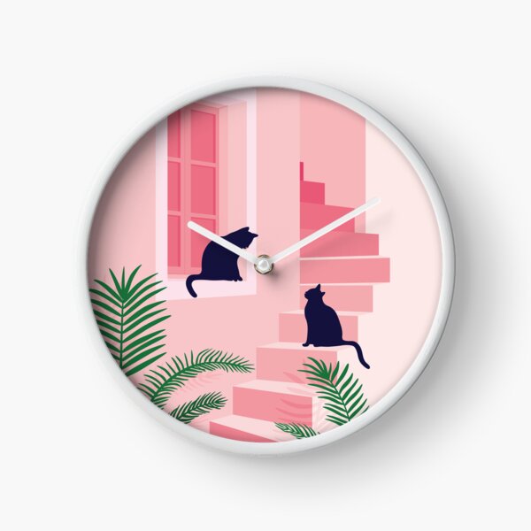 Item preview, Two Cats Meeting On Pink Stairs designed and sold by zykydesigns.