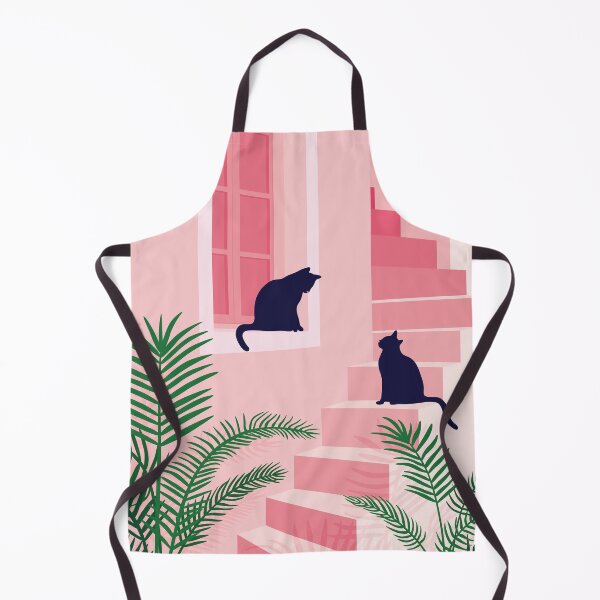 Item preview, Two Cats Meeting On Pink Stairs designed and sold by zykydesigns.