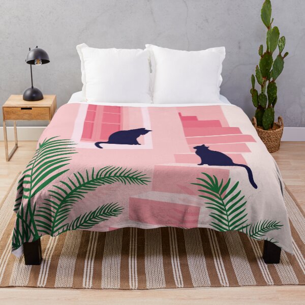 Item preview, Two Cats Meeting On Pink Stairs designed and sold by zykydesigns.