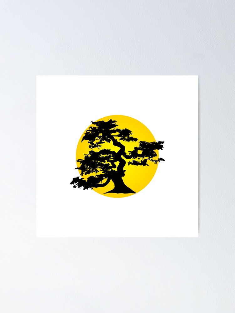 Bonsai Tree Silhouette Sun Poster Von Tjustleft Redbubble