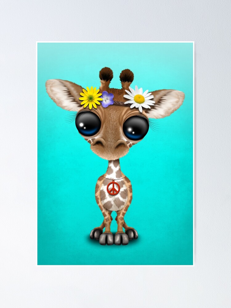 Poster Mignon Bebe Girafe Hippie Par Jeffbartels Redbubble