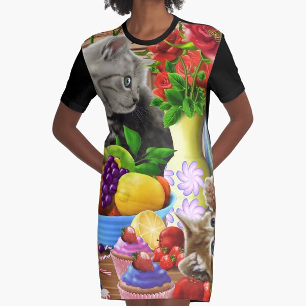 Curious Kittens Graphic T-Shirt Dress