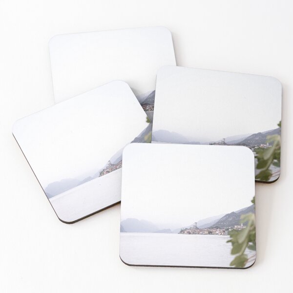 Item preview, Lake Garda Town and Foggy Mountains | Landscape Photograph designed and sold by PhotosByVille.