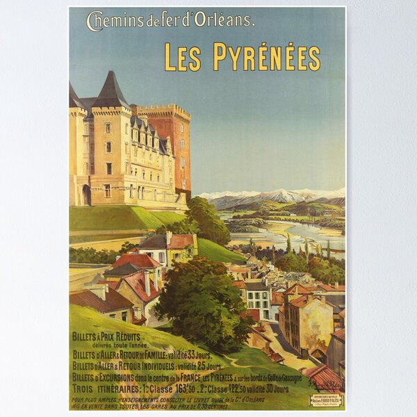 Item preview, Chemin De Fer LES PYRENEES French Railways Service Vintage France Travel Poster designed and sold by retroposters.