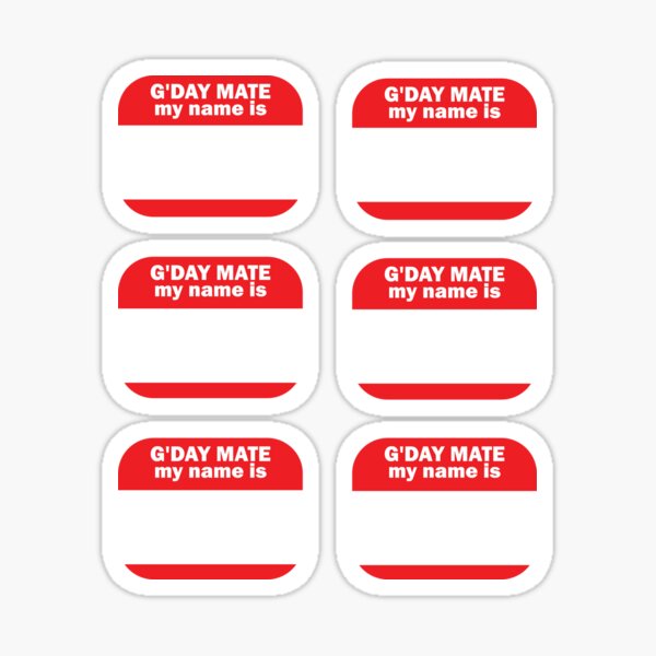 Item preview, G'day Mate, my name is - blank template - pack of 6 designed and sold by Rhu Creations.