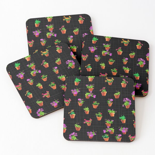 Item preview, Pattern of Flower Pots Black Background designed and sold by cesartorresart.