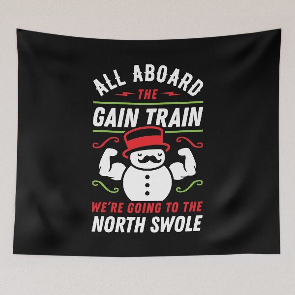 Item preview, All Aboard The Gain Train We're Going To The North Swole Snowman (Funny Christmas Gym Pun) designed and sold by Brogress Project.