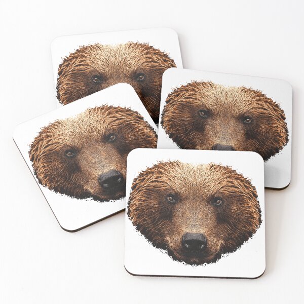 Item preview, Brown bear face, bear head, wild animal motifs men, popular animal shirts designed and sold by Kirei-Lily.