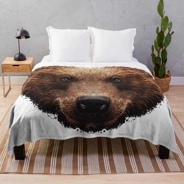 Item preview, Brown bear face, bear head, wild animal motifs men, popular animal shirts designed and sold by Kirei-Lily.