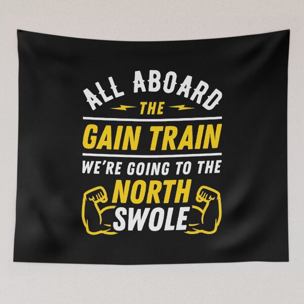 Item preview, All Aboard The Gain Train We're Going To The North Swole Biceps Flex (Funny Christmas Gym Pun) designed and sold by Brogress Project.