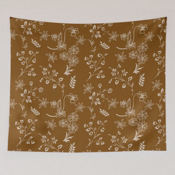 Item preview, Pretty flower design on brown background designed and sold by ClownFishArts.