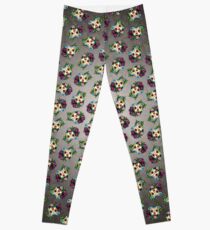 Smiling Pit Bull in White - Day of the Dead Pitbull - Sugar Skull Dog Leggings