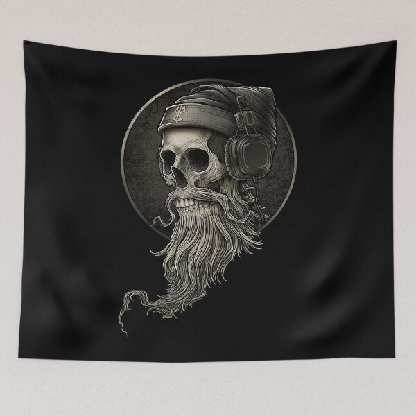 Item preview, Viking Vintage Skull Beard with Headphone  designed and sold by Winya.