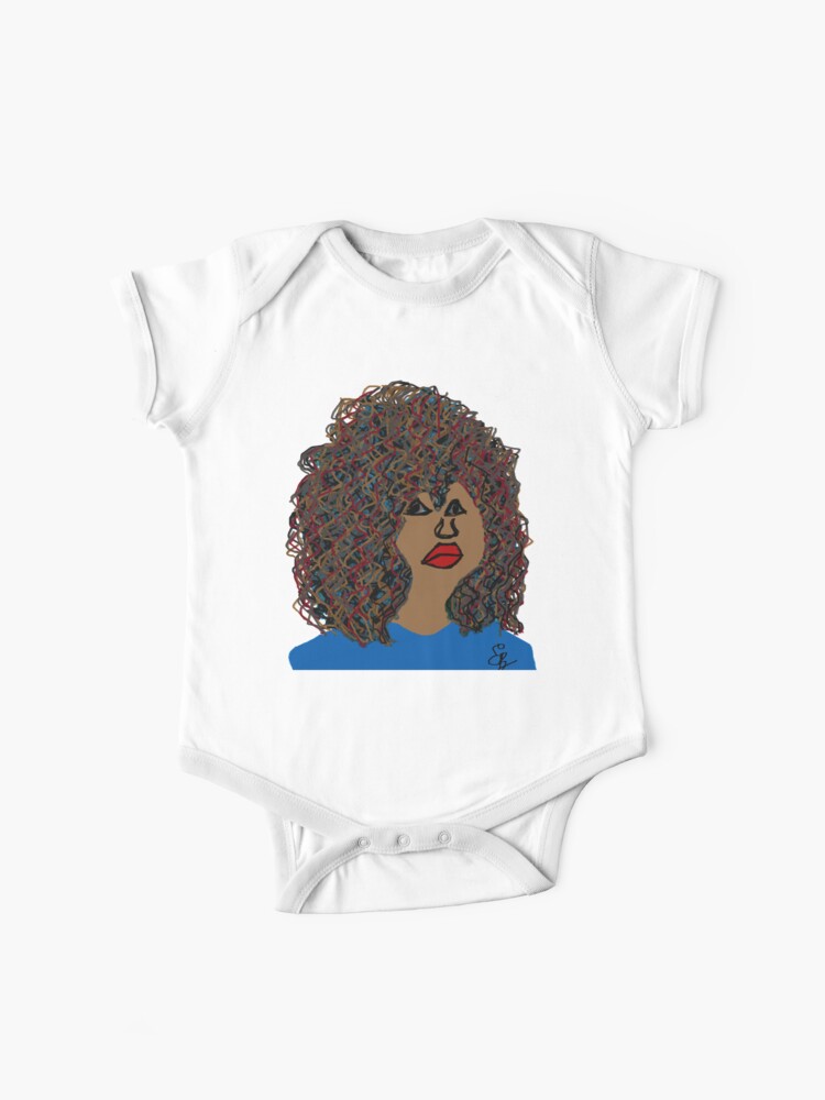 Natural Hair Curly Afro Wavy Curls Red Lips Queen Baby One Piece