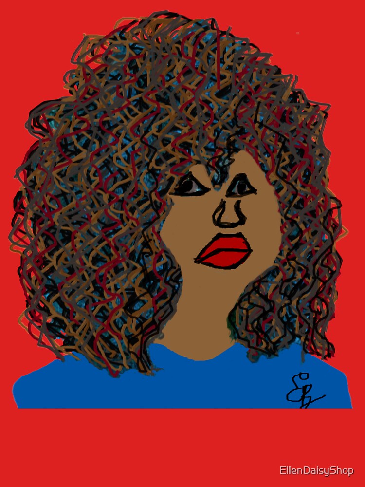 Natural Hair Curly Afro Wavy Curls Red Lips Queen by EllenDaisyShop