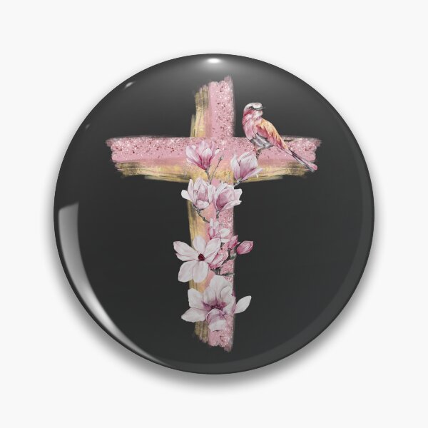 Item preview, Christian cross with pink magnolias designed and sold by Lolly's Lane Shoppe.