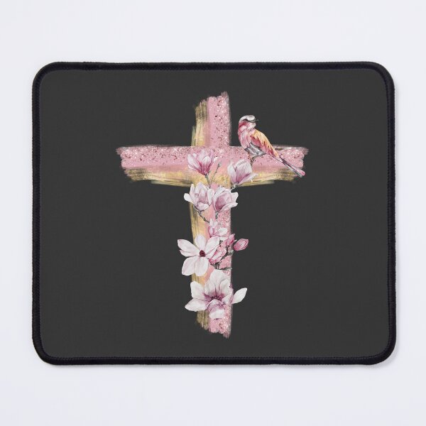 Item preview, Christian cross with pink magnolias designed and sold by Lolly's Lane Shoppe.