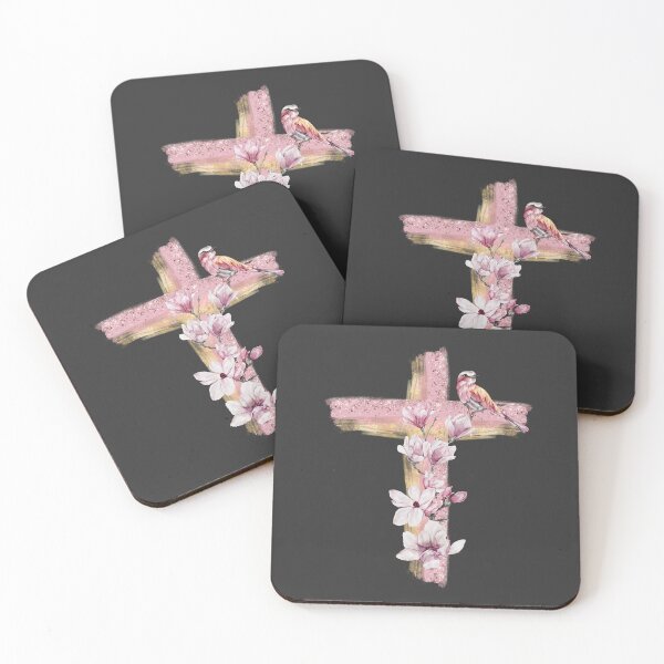 Item preview, Christian cross with pink magnolias designed and sold by Lolly's Lane Shoppe.