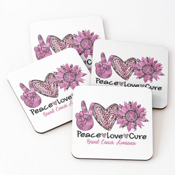 Item preview, Peace love cure, breast cancer, pink ribbon designed and sold by VytisPrints.