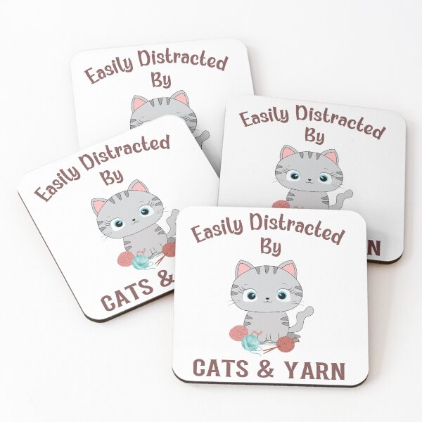 Item preview, Easily Distracted by Cats & Yarn designed and sold by HappyLifeCreate.