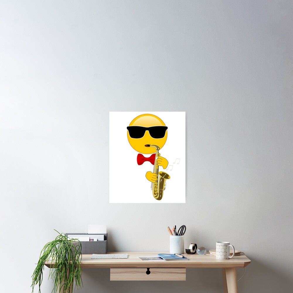 "Gift for Saxophone Player Emoji Playing Sax" Poster for Sale by