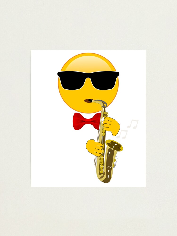 "Gift for Saxophone Player Emoji Playing Sax" Photographic Print for Sale by customshirtgirl