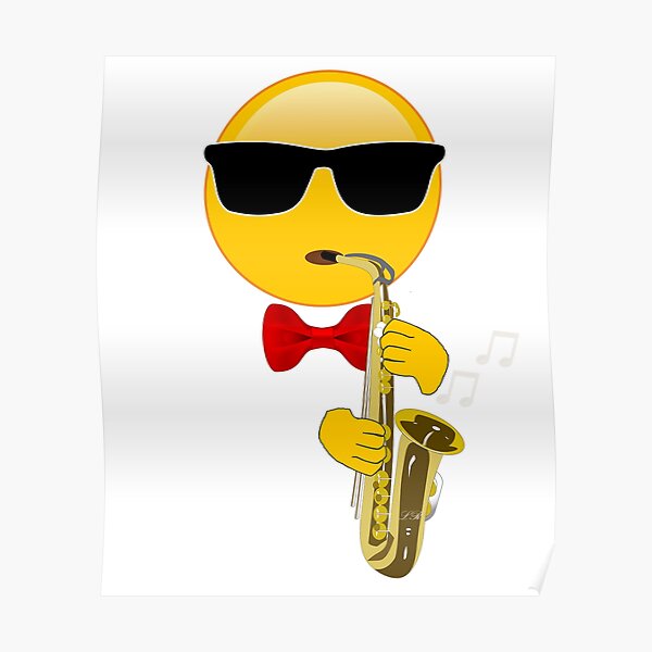 "Gift for Saxophone Player Emoji Playing Sax" Poster for Sale by