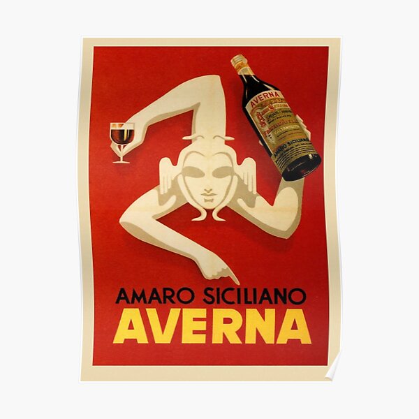 Bar Amaro Siciliano Averna Vin Rouge Italie Boisson Poster