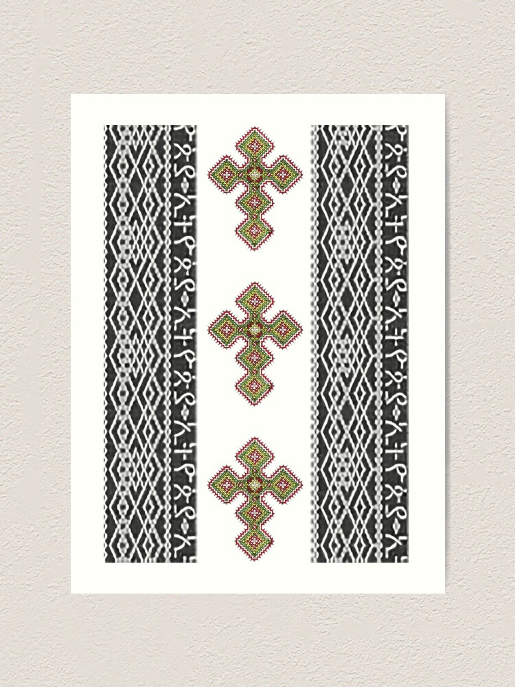 BEADED LACE COLLAR: Black & White Crosses