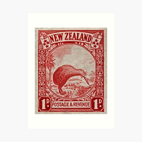 "1936 New Zealand Kiwi Stamp" Art Print