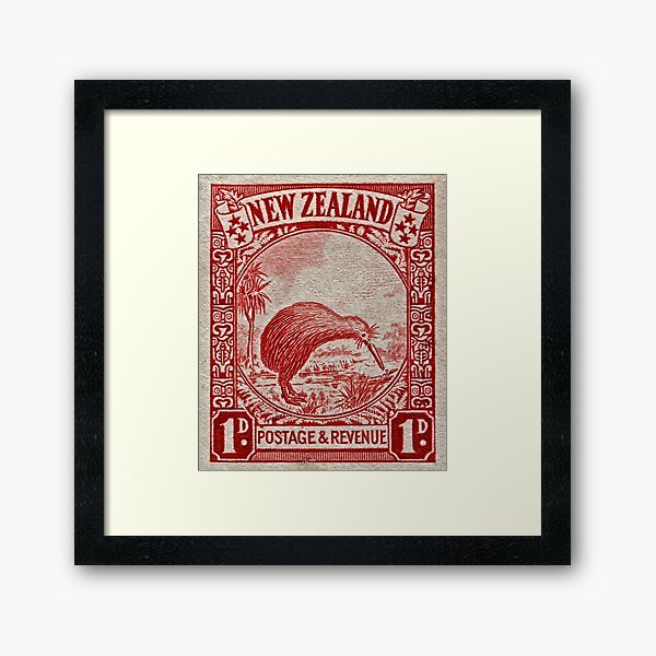 "1936 New Zealand Kiwi Stamp" Framed Art Print