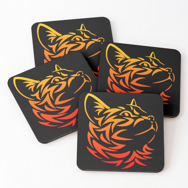 Artikelvorschau, Gradient Silhouette Cat Tattoo - Tribal Cat Head Tattoo entworfen und verkauft von FunnyCatsFam.