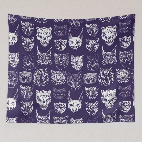 Item preview, Cat heads on navy designed and sold by CLBArtDesign.