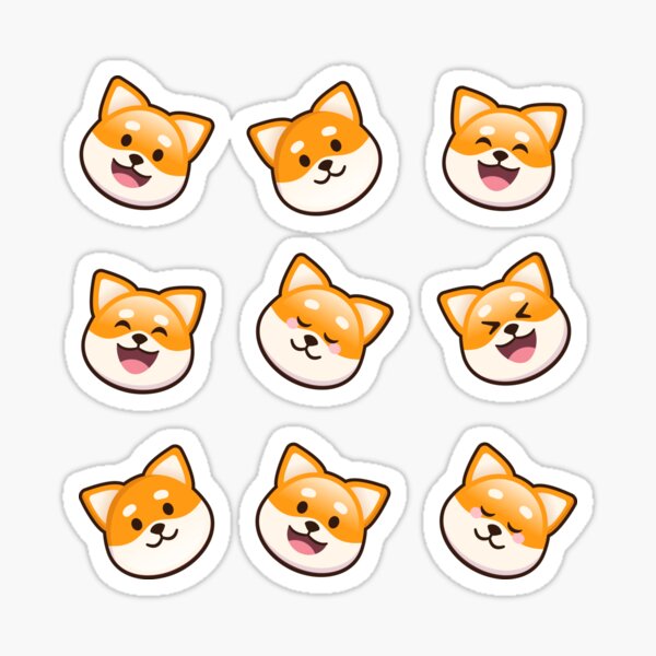 Shiba inu dog kawaii emoji expressions Sticker