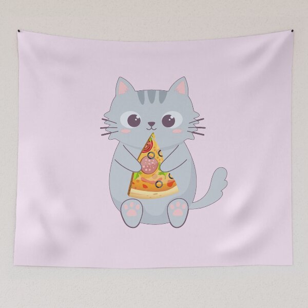 Item preview, gato comiendo pizza designed and sold by adeleqo.