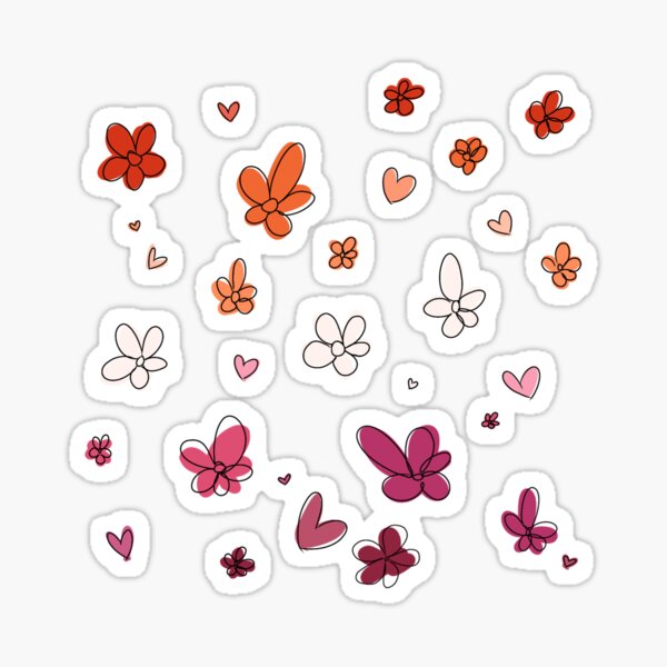 Vista previa del artículo con la obra «Mezcla de flores y corazones Heartstopper (colores de la bandera lesbiana)», diseñado y vendido por Sophprano.