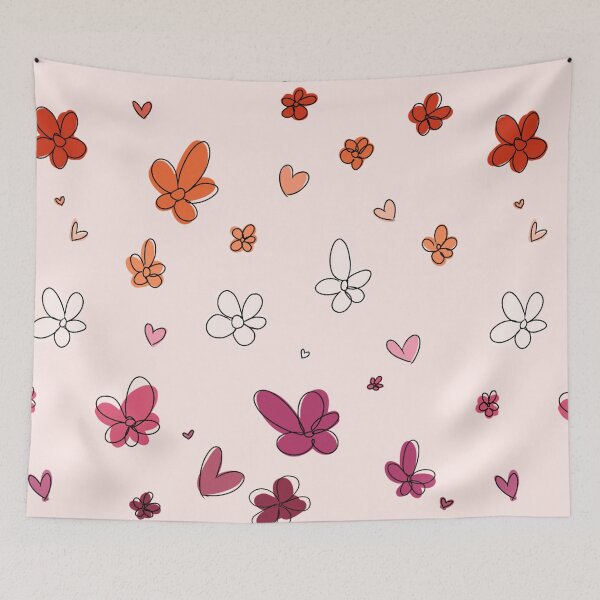 Item preview, Heartstopper flowers and hearts mix (Lesbian flag colors) designed and sold by Sophprano.