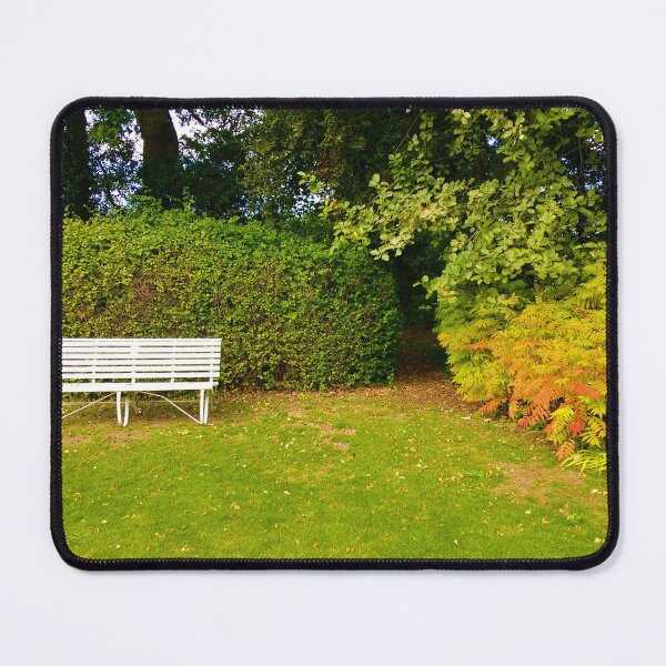Item preview, #238 |☼| White Bench By Bush - Front Landscape Shot, Featuring Gap (Elsham Hall, Gardens & Country Park) designed and sold by Naean H.F. (Nez Man).
