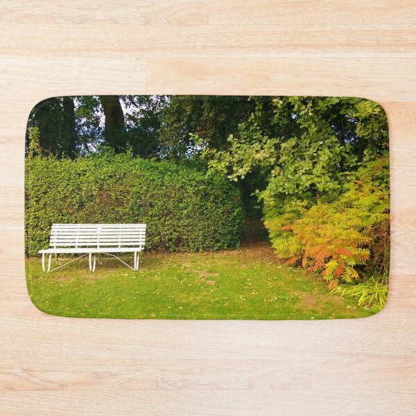 Item preview, #238 |☼| White Bench By Bush - Front Landscape Shot, Featuring Gap (Elsham Hall, Gardens & Country Park) designed and sold by Naean H.F. (Nez Man).