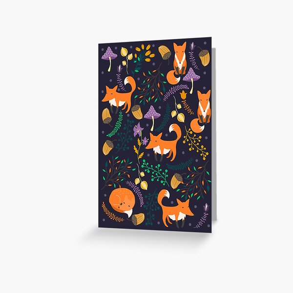 Foxes in the magic forest Greeting Card