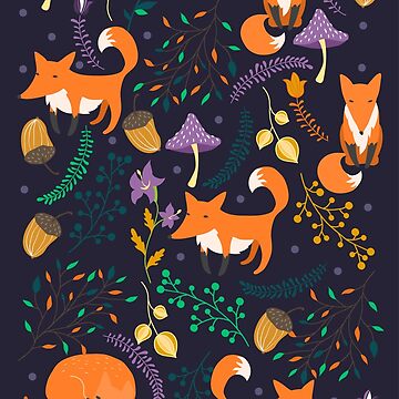 Artwork thumbnail, Foxes in the magic forest by JuliaBadeeva
