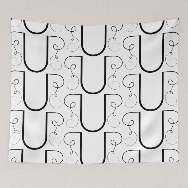 Item preview, Calligraphic letter U with flourishes of decorative whorls designed and sold by MadinaFatt.