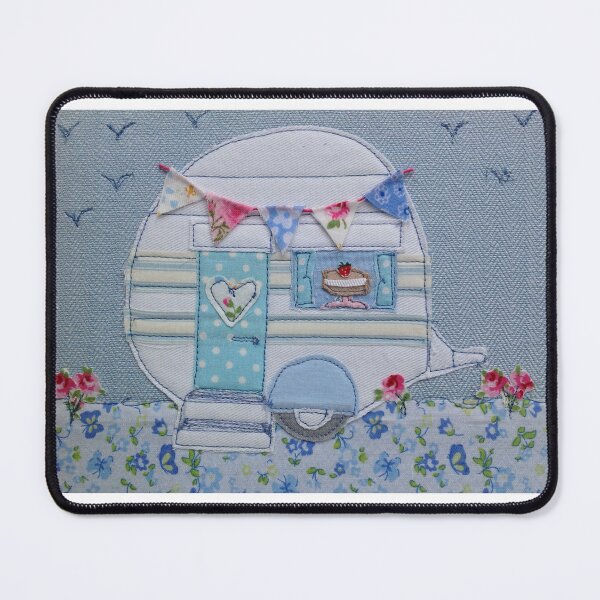 Item preview, White vintage caravan stitched designed and sold by Leatextileart.