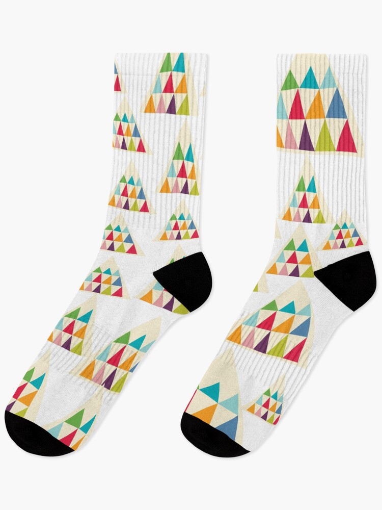 Thumbnail 1 of 5, Socks, Geometric Multicolor Triangle Pattern designed and sold by MyArt23.