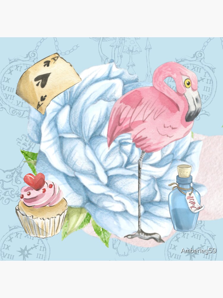 "Alice in Wonderland Flamingo" Sticker by Amberley59 Redbubble